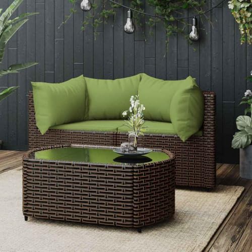 HaoChrymec 3-TLG. Garten-Lounge-Set mit Kissen Braun, PE-Rattan, Modulares Design, Outdoor Stuhl, Balkon Stuhl, Gartenmöbel Set, 208 x 80 cm von HaoChrymec