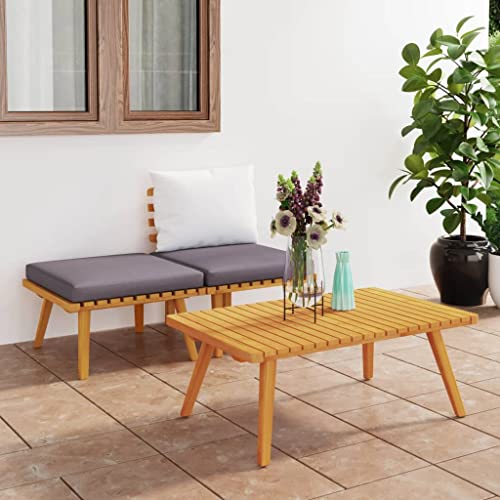 HaoChrymec 3-TLG. Garten-Lounge-Set mit Kissen Massivholz Akazie, Lattendesign, Outdoor Möbel, Gartensofa, Balkonmöbel Set, Sitzbank Outdoor, 60 x 65 x 65 cm von HaoChrymec