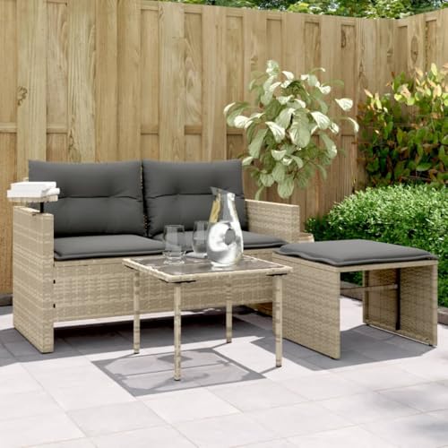 HaoChrymec 3-TLG. Garten-Sofagarnitur mit Kissen, Hellgrau, PE-Rattan, Beistelltisch aus Glas, Outdoor Couch, Balkon Sofa, Gartenmöbel Set, 130 x 55 x 68 cm HaoChrymec 3-TLG. Garten-Sofagarnitur mit Kissen, Hellgrau, PE-Rattan, Beistelltisch aus Glas, Outdoor Couch, Balkon Sofa, Gartenmöbel Set, 130 x 55 x 68 cm von HaoChrymec