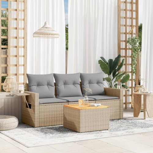 HaoChrymec 4-TLG. Garten-Sofagarnitur mit Kissen Beige, PE-Rattan, Modular Design, Beistelltisch, Outdoor Couch, Gartenlounge Outdoor, Sitzgruppe Outdoor, 55 x 62 x 69 cm HaoChrymec 4-TLG. Garten-Sofagarnitur mit Kissen Beige, PE-Rattan, Modular Design, Beistelltisch, Outdoor Couch, Gartenlounge Outdoor, Sitzgruppe Outdoor, 55 x 62 x 69 cm von HaoChrymec