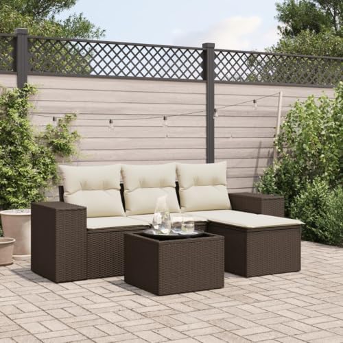 HaoChrymec 5-TLG. Garten-Sofagarnitur mit Kissen Braun Poly Rattan, Modulares Design, Outdoor-Sitzgruppe, Gartensofa, Gartenlounge Outdoor, Sitzgruppe Outdoor, 55 x 62 x 69 cm HaoChrymec 5-TLG. Garten-Sofagarnitur mit Kissen Braun Poly Rattan, Modulares Design, Outdoor-Sitzgruppe, Gartensofa, Gartenlounge Outdoor, Sitzgruppe Outdoor, 55 x 62 x 69 cm von HaoChrymec