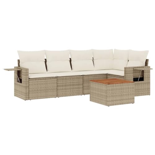 HaoChrymec 6-TLG. Garten-Sofagarnitur Beige Poly Rattan, Modulares Design, Praktischer Beistelltisch, Gartenmöbel Set, Gartenlounge Outdoor, Sitzgruppe Outdoor, 62 x 62 x 69 cm HaoChrymec 6-TLG. Garten-Sofagarnitur Beige Poly Rattan, Modulares Design, Praktischer Beistelltisch, Gartenmöbel Set, Gartenlounge Outdoor, Sitzgruppe Outdoor, 62 x 62 x 69 cm von HaoChrymec