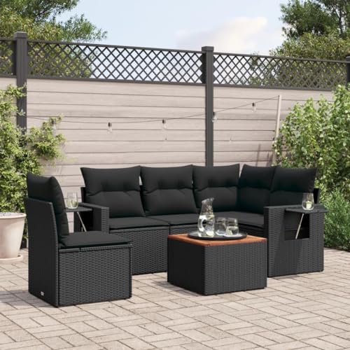HaoChrymec 6-TLG. Garten-Sofagarnitur mit Kissen Schwarz, PE-Rattan, Modulares Design, Outdoor Couch mit Beistelltisch, Gartenmöbel Set, Sitzgruppe Outdoor, Für Garten und Terrasse, 62 x 62 x 69 cm HaoChrymec 6-TLG. Garten-Sofagarnitur mit Kissen Schwarz, PE-Rattan, Modulares Design, Outdoor Couch mit Beistelltisch, Gartenmöbel Set, Sitzgruppe Outdoor, Für Garten und Terrasse, 62 x 62 x 69 cm von HaoChrymec