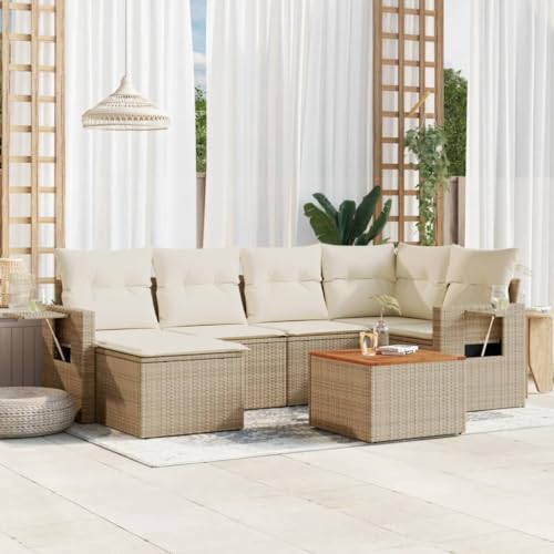HaoChrymec 7-TLG. Garten-Sofagarnitur mit Kissen Beige Poly Rattan, Modulares Design, Abnehmbare Bezüge, Beistelltisch, Gartenmöbel Set, Outdoor Lounge, Sitzgruppe Outdoor, 62 x 62 x 69 cm HaoChrymec 7-TLG. Garten-Sofagarnitur mit Kissen Beige Poly Rattan, Modulares Design, Abnehmbare Bezüge, Beistelltisch, Gartenmöbel Set, Outdoor Lounge, Sitzgruppe Outdoor, 62 x 62 x 69 cm von HaoChrymec
