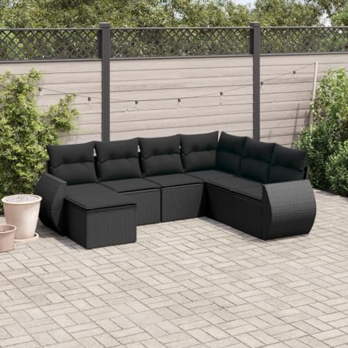 HaoChrymec 7-TLG. Garten-Sofagarnitur mit Kissen Schwarz, PE-Rattan, Modular Design, Beistelltisch, Outdoor Couch, Gartenlounge Outdoor, Sitzgruppe Outdoor, 62 x 62 x 69 cm HaoChrymec 7-TLG. Garten-Sofagarnitur mit Kissen Schwarz, PE-Rattan, Modular Design, Beistelltisch, Outdoor Couch, Gartenlounge Outdoor, Sitzgruppe Outdoor, 62 x 62 x 69 cm von HaoChrymec