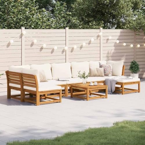HaoChrymec 8-TLG. Garten-Lounge-Set mit Kissen aus Akazien-Massivholz, Modulares Design, Gartensofa, Balkonmöbel Set, Sitzbank Outdoor, Outdoor Möbel, Cremeweiß, 63 x 63 x 30 cm von HaoChrymec