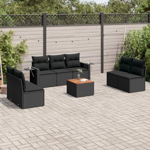 HaoChrymec 8-TLG. Garten-Sofagarnitur mit Kissen Schwarz aus PE-Rattan, Modulares Design, Beistelltisch mit Akazienholz, Gartenmöbel Set, Gartenlounge Outdoor, Sitzgruppe Outdoor, 62 x 62 x 69 cm HaoChrymec 8-TLG. Garten-Sofagarnitur mit Kissen Schwarz aus PE-Rattan, Modulares Design, Beistelltisch mit Akazienholz, Gartenmöbel Set, Gartenlounge Outdoor, Sitzgruppe Outdoor, 62 x 62 x 69 cm von HaoChrymec