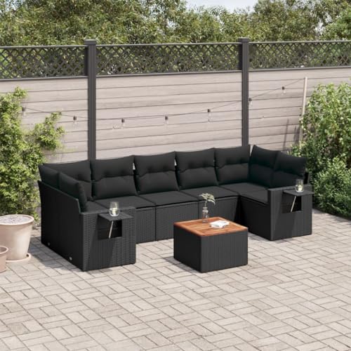 HaoChrymec 8-TLG. Garten-Sofagarnitur mit Kissen Schwarz aus PE-Rattan, Modulares Design, Beistelltisch mit Akazienholz, Gartenmöbel Set, Gartenlounge Outdoors, Sitzgruppe Outdoor, 62 x 62 x 69 cm HaoChrymec 8-TLG. Garten-Sofagarnitur mit Kissen Schwarz aus PE-Rattan, Modulares Design, Beistelltisch mit Akazienholz, Gartenmöbel Set, Gartenlounge Outdoors, Sitzgruppe Outdoor, 62 x 62 x 69 cm von HaoChrymec