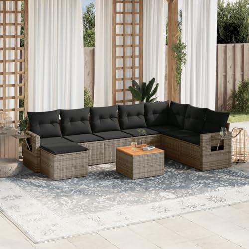 HaoChrymec 9-TLG. Garten-Sofagarnitur mit Kissen Grau, PE-Rattan, Modular Design, Praktischer Beistelltisch, Gartensofa, Outdoor Couch, Sitzgruppe Outdoor, Für Garten und Terrasse, 55 x 55 x 37 cm HaoChrymec 9-TLG. Garten-Sofagarnitur mit Kissen Grau, PE-Rattan, Modular Design, Praktischer Beistelltisch, Gartensofa, Outdoor Couch, Sitzgruppe Outdoor, Für Garten und Terrasse, 55 x 55 x 37 cm von HaoChrymec