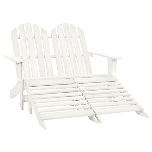 HaoChrymec Adirondack-Gartenbank 2-Sitzer aus Tannenholz mit Abnehmbaren Fußteilen, Wetterfest, Relaxsessel Garten, Holzbank Outdoor, Sitzbank Outdoor, Weiß, 119.5 x 147.5 x 89.5 cm von HaoChrymec