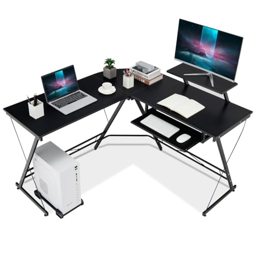 HaoChrymec Arbeitsschreibtisch L-Form Computertisch mit Beweglichem Ständer, Platzsparend Design, Ergonomische Monitorablage, Gaming Tisch L-Form, Schlafzimmer, Schwarz, 126.5 x 130 x 94 cm HaoChrymec Arbeitsschreibtisch L-Form Computertisch mit Beweglichem Ständer, Platzsparend Design, Ergonomische Monitorablage, Gaming Tisch L-Form, Schlafzimmer, Schwarz, 126.5 x 130 x 94 cm von HaoChrymec