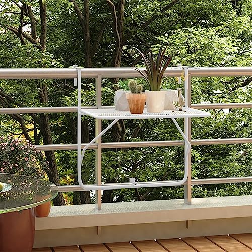 HaoChrymec Balkontisch Weiß mit Stahl, Klappbar, Praktisches Design für Balkon, Terrasse und Garten, Beistelltisch Outdoor, 60x40x65 cm HaoChrymec Balkontisch Weiß mit Stahl, Klappbar, Praktisches Design für Balkon, Terrasse und Garten, Beistelltisch Outdoor, 60x40x65 cm von HaoChrymec