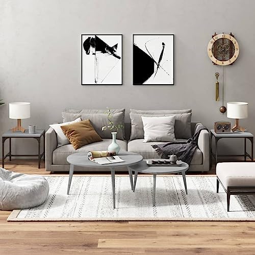 HaoChrymec Beistelltische 2er Set Grau Sonoma mit Holzwerkstoff und Stahlrahmen, Verstellbare Beine, Modernes Design, Sofa Tisch für Wohnzimmer, Balkon, 40 x 40 x 35 cm HaoChrymec Beistelltische 2er Set Grau Sonoma mit Holzwerkstoff und Stahlrahmen, Verstellbare Beine, Modernes Design, Sofa Tisch für Wohnzimmer, Balkon, 40 x 40 x 35 cm von HaoChrymec