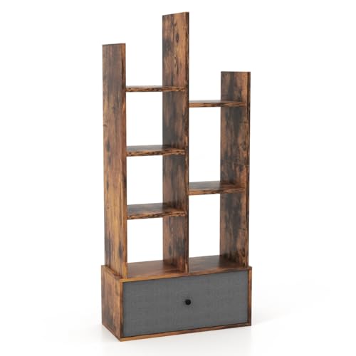 HaoChrymec Bücherregal mit 7 Stöcken und Schublade, Offenes Regalsystem aus Holzwerkstoff, Kompakte Größe, Praktisch für Wohnzimmer, Büro oder Schlafzimmer, Braun, 53 x 24 x 118 cm HaoChrymec Bücherregal mit 7 Stöcken und Schublade, Offenes Regalsystem aus Holzwerkstoff, Kompakte Größe, Praktisch für Wohnzimmer, Büro oder Schlafzimmer, Braun, 53 x 24 x 118 cm von HaoChrymec