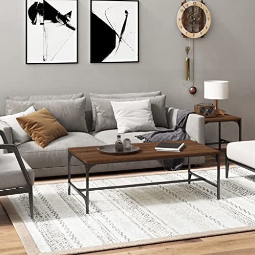 HaoChrymec Couchtisch Braun Eichen-Optik mit Holzwerkstoff und Stahlrahmen, Verstellbare Beine, Modernes Design, Ideal als Living Room Table, Couchtisch Modern, 100 x 50 x 35 cm HaoChrymec Couchtisch Braun Eichen-Optik mit Holzwerkstoff und Stahlrahmen, Verstellbare Beine, Modernes Design, Ideal als Living Room Table, Couchtisch Modern, 100 x 50 x 35 cm von HaoChrymec