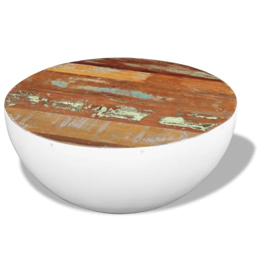 HaoChrymec Couchtisch Schalenform aus Massivem Altholz, Exotisches Design, Ideal als Beistelltisch Couch, Living Room Table, Kaffeetisch, 60 x 60 x 30 cm, Mehrfarbig von HaoChrymec