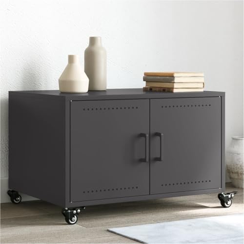 HaoChrymec Couchtisch Schwarz mit Kaltgewalztem Stahl, 4 Rollen, 2 Türen, Praktischer Stauraum, Modernes Design für Wohnzimmer, 68 x 50 x 43.5 cm HaoChrymec Couchtisch Schwarz mit Kaltgewalztem Stahl, 4 Rollen, 2 Türen, Praktischer Stauraum, Modernes Design für Wohnzimmer, 68 x 50 x 43.5 cm von HaoChrymec