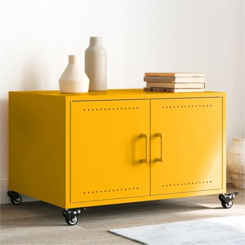 HaoChrymec Couchtisch Senfgelb mit 2 Türen, Kaltgewalzter Stahl, Praktische Ablage, Pflegeleicht, Beistelltisch für Wohnzimmer, Sofa Tisch, Modernes Design, 68 x 50 x 43,5 cm HaoChrymec Couchtisch Senfgelb mit 2 Türen, Kaltgewalzter Stahl, Praktische Ablage, Pflegeleicht, Beistelltisch für Wohnzimmer, Sofa Tisch, Modernes Design, 68 x 50 x 43,5 cm von HaoChrymec