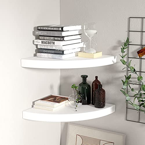 HaoChrymec Eck-Schweberegale 2 STK. mit Waben-MDF und Metall, Unsichtbare Befestigung, Floating Shelves, Eckregal Hängend, Regale für Wände, Weiß, 35 x 35 x 3.8 cm von HaoChrymec