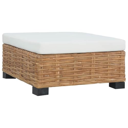 HaoChrymec Fußhocker mit Kissen aus Natürliches Rattan, Hocker Outdoor, Kleiner Hocker für Innenbereich, Komfortabel mit Mahagoni- und Mangoholzbeinen, Cremeweißes Kissen, 66 x 66 x 37 cm HaoChrymec Fußhocker mit Kissen aus Natürliches Rattan, Hocker Outdoor, Kleiner Hocker für Innenbereich, Komfortabel mit Mahagoni- und Mangoholzbeinen, Cremeweißes Kissen, 66 x 66 x 37 cm von HaoChrymec