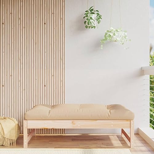 HaoChrymec Gartenhocker aus Massivholz Kiefer mit Weichem Kissen, Outdoor Hocker für Terrasse, Fußhocker für Garten, Modulares Design, Beige Kissen, 120 x 80 x 30 cm HaoChrymec Gartenhocker aus Massivholz Kiefer mit Weichem Kissen, Outdoor Hocker für Terrasse, Fußhocker für Garten, Modulares Design, Beige Kissen, 120 x 80 x 30 cm von HaoChrymec
