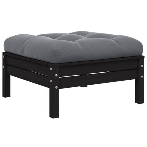 HaoChrymec Gartenhocker mit Anthrazit Kissen, Massivholz Kiefer, Modularer Fußhocker Outdoor, Bequem, Flexibel, Hocker Outdoor, Kleiner Hocker, Schwarz, 63.5 x 63.5 x 28.5 cm HaoChrymec Gartenhocker mit Anthrazit Kissen, Massivholz Kiefer, Modularer Fußhocker Outdoor, Bequem, Flexibel, Hocker Outdoor, Kleiner Hocker, Schwarz, 63.5 x 63.5 x 28.5 cm von HaoChrymec