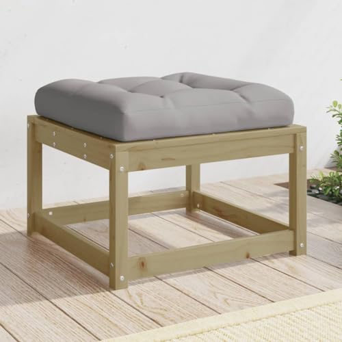 HaoChrymec Gartenhocker mit Kissen aus Kiefernholz Imprägniert, Flexibles Modulares Design, Ideal für Balkon und Terrasse, Outdoor Stuhl, Balkon Stuhl, Grau, 83 x 73 x 78 cm von HaoChrymec