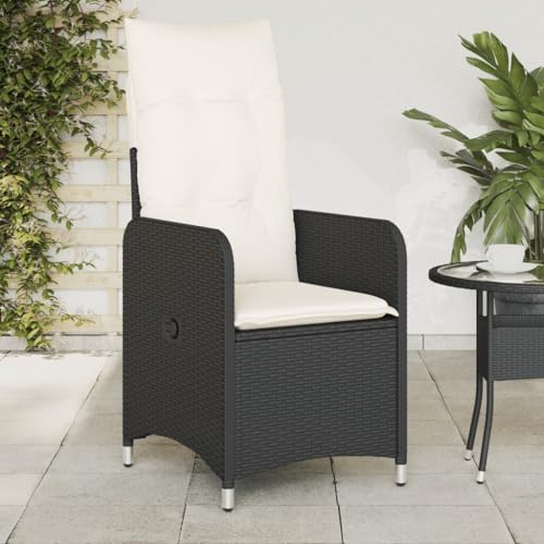 HaoChrymec Gartensessel mit Verstellbarer Rückenlehne, Relaxsessel Garten, PE-Rattan, Schwarz, Terassenstuhl Außen, UV-beständig, 54.5 x 58.5 x 92 cm von HaoChrymec