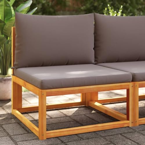 HaoChrymec Gartensessel ohne Armlehnen mit Kissen aus Massivholz Akazie, Modulares Design, Bequemes Sitzerlebnis, Balkon Stuhl, Outdoor Stuhl, Terrasse, Grau, 65 x 65 x 65 cm von HaoChrymec
