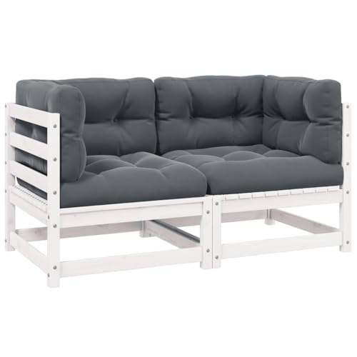 HaoChrymec Gartensofa 2-Sitzer aus Massivholz Kiefer mit Anthrazit Kissen, Modular Anordbar, Outdoor Sofa für Terrasse und Balkon, Sitzgruppe Outdoor, 70 x 70 x 67 cm von HaoChrymec