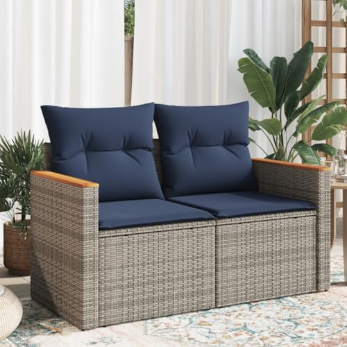 HaoChrymec Gartensofa 2-Sitzer aus PE-Rattan mit Kissen, Modulares Design, Abnehmbare Bezüge, Lounge Möbel Outdoor, Balkon Sofa, Gartenmöbel Set, Grau, 124 x 62 x 69 cm HaoChrymec Gartensofa 2-Sitzer aus PE-Rattan mit Kissen, Modulares Design, Abnehmbare Bezüge, Lounge Möbel Outdoor, Balkon Sofa, Gartenmöbel Set, Grau, 124 x 62 x 69 cm von HaoChrymec