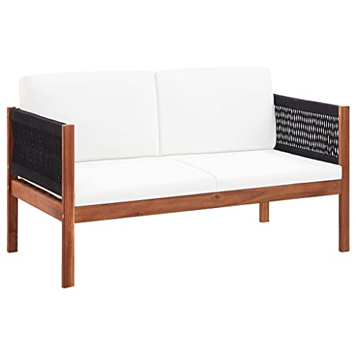 HaoChrymec Gartensofa 2-Sitzer mit Akazien-Massivholz, Seildesign, Bequeme Polsterung, Lounge Möbel Outdoor, Gartenmöbel Set, Balkon Sofa, 122 x 65 x 60 cm HaoChrymec Gartensofa 2-Sitzer mit Akazien-Massivholz, Seildesign, Bequeme Polsterung, Lounge Möbel Outdoor, Gartenmöbel Set, Balkon Sofa, 122 x 65 x 60 cm von HaoChrymec