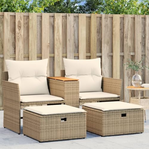 HaoChrymec Gartensofa 2-Sitzer mit Hockern Beige aus PE-Rattan, Modulsofa mit Ablage, Lounge Möbel Outdoor, Balkon Sofa, Gartenmöbel Set, 142 x 62 x 69 cm HaoChrymec Gartensofa 2-Sitzer mit Hockern Beige aus PE-Rattan, Modulsofa mit Ablage, Lounge Möbel Outdoor, Balkon Sofa, Gartenmöbel Set, 142 x 62 x 69 cm von HaoChrymec