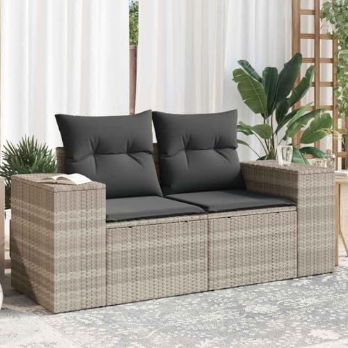HaoChrymec Gartensofa 2-Sitzer mit Kissen, Hellgrau, Poly Rattan, Stauraum mit Wasserfestem Beutel, Modulares Design, Outdoor Couch, Balkon Sofa, Gartenmöbel Set, 186 x 62 x 69 cm HaoChrymec Gartensofa 2-Sitzer mit Kissen, Hellgrau, Poly Rattan, Stauraum mit Wasserfestem Beutel, Modulares Design, Outdoor Couch, Balkon Sofa, Gartenmöbel Set, 186 x 62 x 69 cm von HaoChrymec