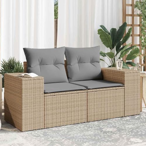 HaoChrymec Gartensofa 2-Sitzer mit Kissen, PE-Rattan, Modulares Design, Outdoor Couch, Lounge Möbel Outdoor, Balkon Sofa, Gartenmöbel Set, Beige, 186 x 62 x 69 cm HaoChrymec Gartensofa 2-Sitzer mit Kissen, PE-Rattan, Modulares Design, Outdoor Couch, Lounge Möbel Outdoor, Balkon Sofa, Gartenmöbel Set, Beige, 186 x 62 x 69 cm von HaoChrymec
