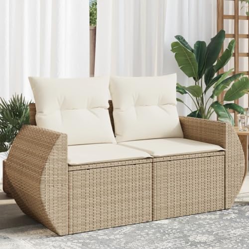 HaoChrymec Gartensofa 2-Sitzer mit Kissen, PE-Rattan, Modulares Design, Outdoor Couch mit Stauraum, Lounge Möbel Outdoor, Balkon Sofa, Gartenmöbel Set, Beige, 142 x 62 x 69 cm HaoChrymec Gartensofa 2-Sitzer mit Kissen, PE-Rattan, Modulares Design, Outdoor Couch mit Stauraum, Lounge Möbel Outdoor, Balkon Sofa, Gartenmöbel Set, Beige, 142 x 62 x 69 cm von HaoChrymec