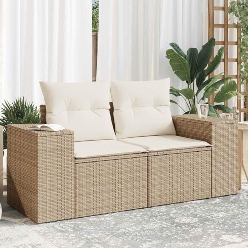 HaoChrymec Gartensofa 2-Sitzer mit Kissen, Stauraum unter Sitzfläche, Modulares Design, Lounge Möbel Outdoor, Balkon Sofa, Gartenmöbel Set, Beige, PE-Rattan, 186 x 62 x 69 cm HaoChrymec Gartensofa 2-Sitzer mit Kissen, Stauraum unter Sitzfläche, Modulares Design, Lounge Möbel Outdoor, Balkon Sofa, Gartenmöbel Set, Beige, PE-Rattan, 186 x 62 x 69 cm von HaoChrymec