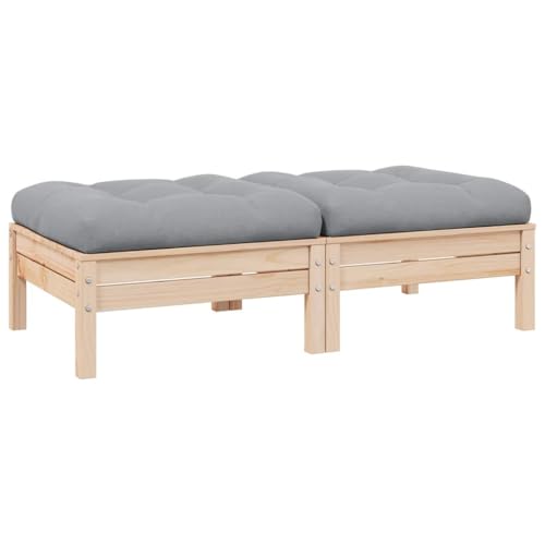 HaoChrymec Gartensofa 2-Sitzer mit Kissen aus Massivholz Kiefer, Flexibles Modulares Design, Sitzgruppe Outdoor, Balkon Sofa, Balkonmöbel, Grau, 127 x 63.5 x 28.5 cm von HaoChrymec