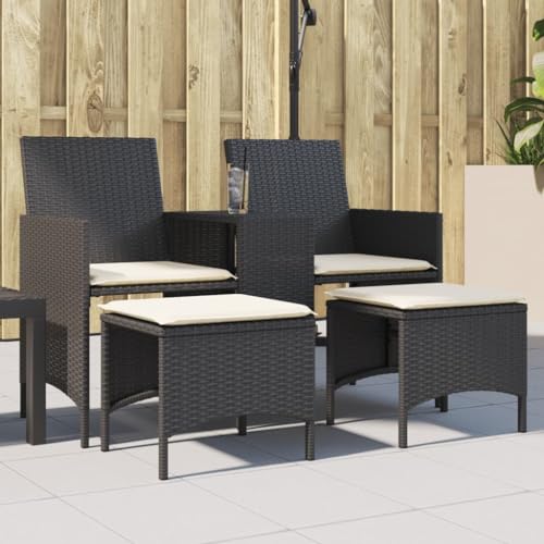 HaoChrymec Gartensofa 2-Sitzer mit Tisch und Hockern Schwarz Poly Rattan, Bequeme Sitzkissen, Robuster Stahlrahmen, Lounge Möbel Outdoor, Balkon Sofa, Garden Sofas, 126 x 59 x 82 cm HaoChrymec Gartensofa 2-Sitzer mit Tisch und Hockern Schwarz Poly Rattan, Bequeme Sitzkissen, Robuster Stahlrahmen, Lounge Möbel Outdoor, Balkon Sofa, Garden Sofas, 126 x 59 x 82 cm von HaoChrymec