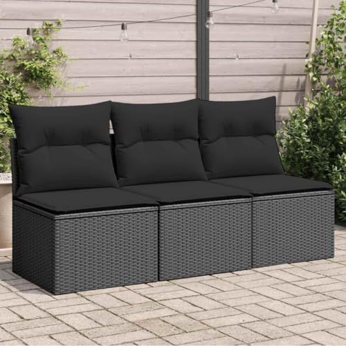 HaoChrymec Gartensofa 3-Sitzer Schwarz mit Kissen, PE-Rattan, Stauraum unter Sitzfläche, Outdoor Couch, Lounge Möbel Outdoor, Balkon Sofa, Gartenmöbel Set, 165 x 62 x 69 cm HaoChrymec Gartensofa 3-Sitzer Schwarz mit Kissen, PE-Rattan, Stauraum unter Sitzfläche, Outdoor Couch, Lounge Möbel Outdoor, Balkon Sofa, Gartenmöbel Set, 165 x 62 x 69 cm von HaoChrymec