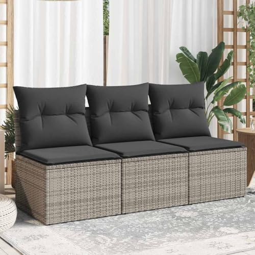 HaoChrymec Gartensofa 3-Sitzer mit Kissen, Grau, Poly Rattan, Stauraum mit Wasserfestem Beutel, Modulares Design, Outdoor Couch, Balkon Sofa, Gartenmöbel Set, 165 x 62 x 69 cm HaoChrymec Gartensofa 3-Sitzer mit Kissen, Grau, Poly Rattan, Stauraum mit Wasserfestem Beutel, Modulares Design, Outdoor Couch, Balkon Sofa, Gartenmöbel Set, 165 x 62 x 69 cm von HaoChrymec