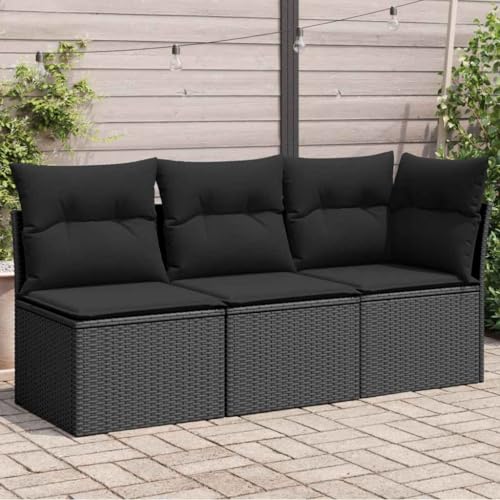 HaoChrymec Gartensofa 3-Sitzer mit Kissen Schwarz Poly Rattan, Modulares Design, Stauraum mit Wasserfestem Beutel, Abnehmbare Bezüge, Outdoor Couch, Gartenmöbel Set, Balkon Sofa, 172 x 62 x 69 cm HaoChrymec Gartensofa 3-Sitzer mit Kissen Schwarz Poly Rattan, Modulares Design, Stauraum mit Wasserfestem Beutel, Abnehmbare Bezüge, Outdoor Couch, Gartenmöbel Set, Balkon Sofa, 172 x 62 x 69 cm von HaoChrymec