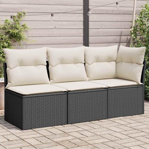 HaoChrymec Gartensofa 3-Sitzer mit Kissen Schwarz Poly Rattan, Modulares Design, Stauraum mit Wasserfestem Beutel, UV-beständig, Lounge Möbel Outdoor, Balkon Sofa, 172 x 62 x 69 cm HaoChrymec Gartensofa 3-Sitzer mit Kissen Schwarz Poly Rattan, Modulares Design, Stauraum mit Wasserfestem Beutel, UV-beständig, Lounge Möbel Outdoor, Balkon Sofa, 172 x 62 x 69 cm von HaoChrymec