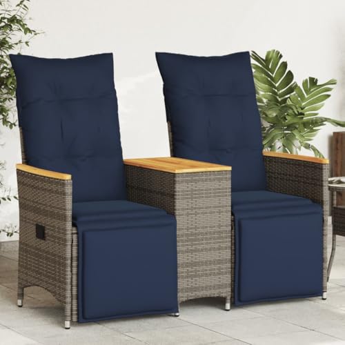 HaoChrymec Gartensofa Verstellbar 2-Sitzer mit Tisch, PE-Rattan, Verstellbare Rückenlehne und Fußstütze, Lounge Möbel Outdoor, Balkon Sofa, Gartenmöbel Set, Grau, 130 x 59 x 92 cm HaoChrymec Gartensofa Verstellbar 2-Sitzer mit Tisch, PE-Rattan, Verstellbare Rückenlehne und Fußstütze, Lounge Möbel Outdoor, Balkon Sofa, Gartenmöbel Set, Grau, 130 x 59 x 92 cm von HaoChrymec