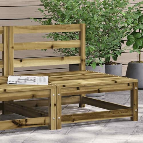 HaoChrymec Gartensofa ohne Armlehnen aus Kesseldruckimprägniertem Kiefernholz, Latten-Design, Outdoor Sofa für Terrasse, Balkon Sofa, Sitzgruppe Outdoor, 70x70x67 cm von HaoChrymec