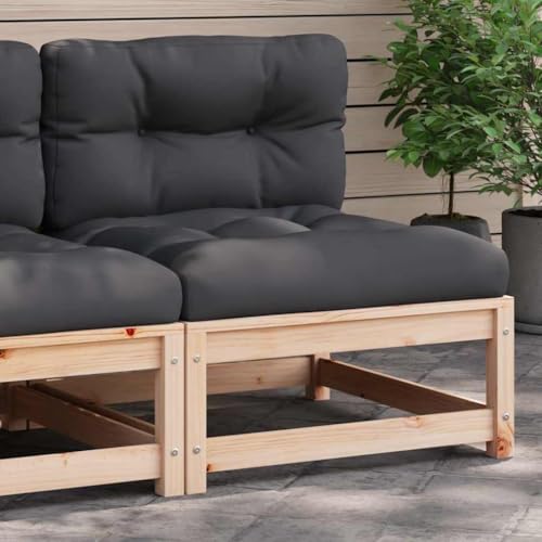HaoChrymec Gartensofa ohne Armlehnen mit Kissen aus Massivholz Kiefer, Modulares Design, Komfortable Rückenlehne, Outdoor Sofa, Balkon Sofa, Sitzgruppe Outdoor, Anthrazit Kissen, 70 x 70 x 67 cm von HaoChrymec