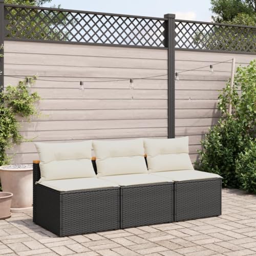 HaoChrymec Gartensofas ohne Armlehnen mit Kissen, 2 STK, Schwarz, PE-Rattan, Modular, Outdoor Lounge Möbel, Balkon Sofa, Gartenmöbel Set, 54x64x54 cm HaoChrymec Gartensofas ohne Armlehnen mit Kissen, 2 STK, Schwarz, PE-Rattan, Modular, Outdoor Lounge Möbel, Balkon Sofa, Gartenmöbel Set, 54x64x54 cm von HaoChrymec