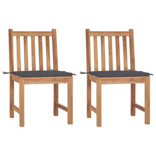 HaoChrymec Gartenstühle 2 STK. mit Kissen aus Massivholz Teak, Fein geschliffen, Langlebig, für Garten & Balkon, Relaxsessel Garten, Anthrazit Kissen, 50 x 53 x 90 cm HaoChrymec Gartenstühle 2 STK. mit Kissen aus Massivholz Teak, Fein geschliffen, Langlebig, für Garten & Balkon, Relaxsessel Garten, Anthrazit Kissen, 50 x 53 x 90 cm von HaoChrymec