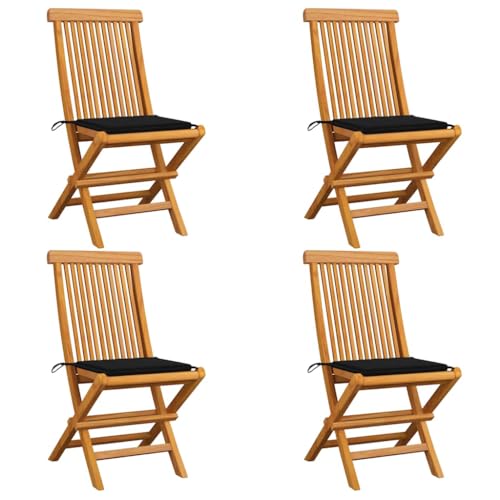 HaoChrymec Gartenstühle 4 STK. Klappbar aus Teak Massivholz, Mit Schwarzen Kissen, Komfortabel, Gartenmöbel Set, Relaxsessel Garten, Balkon Stuhl, 47 x 60 x 89 cm HaoChrymec Gartenstühle 4 STK. Klappbar aus Teak Massivholz, Mit Schwarzen Kissen, Komfortabel, Gartenmöbel Set, Relaxsessel Garten, Balkon Stuhl, 47 x 60 x 89 cm von HaoChrymec