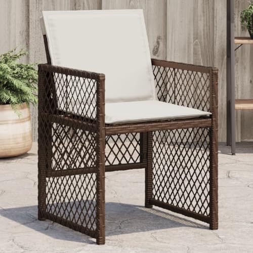 HaoChrymec Gartenstühle 4 STK. mit Kissen, Braun, Poly Rattan, Pulverbeschichteter Stahlrahmen, Witterungsbeständig, Gartenmöbel Set, Balkon Stuhl, 50.5 x 54 x 79 cm HaoChrymec Gartenstühle 4 STK. mit Kissen, Braun, Poly Rattan, Pulverbeschichteter Stahlrahmen, Witterungsbeständig, Gartenmöbel Set, Balkon Stuhl, 50.5 x 54 x 79 cm von HaoChrymec